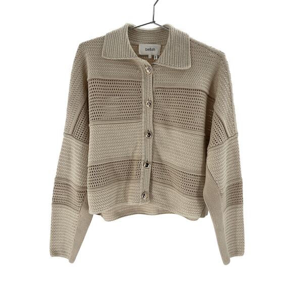 Ba&Sh 'Val' Beige Cotton Cardigan Size L - Picture 2 of 4